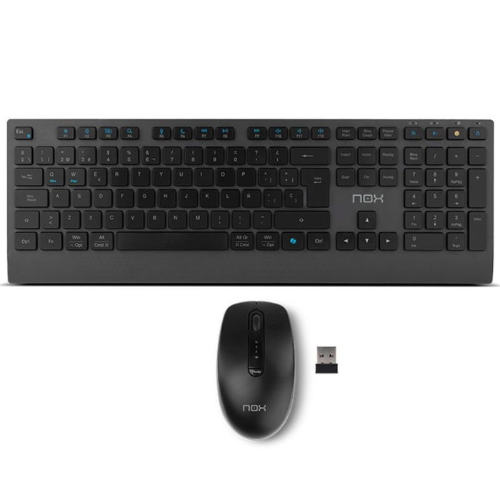 NOX Lite Duo Pack de teclado y ratón inalámbricos Negro